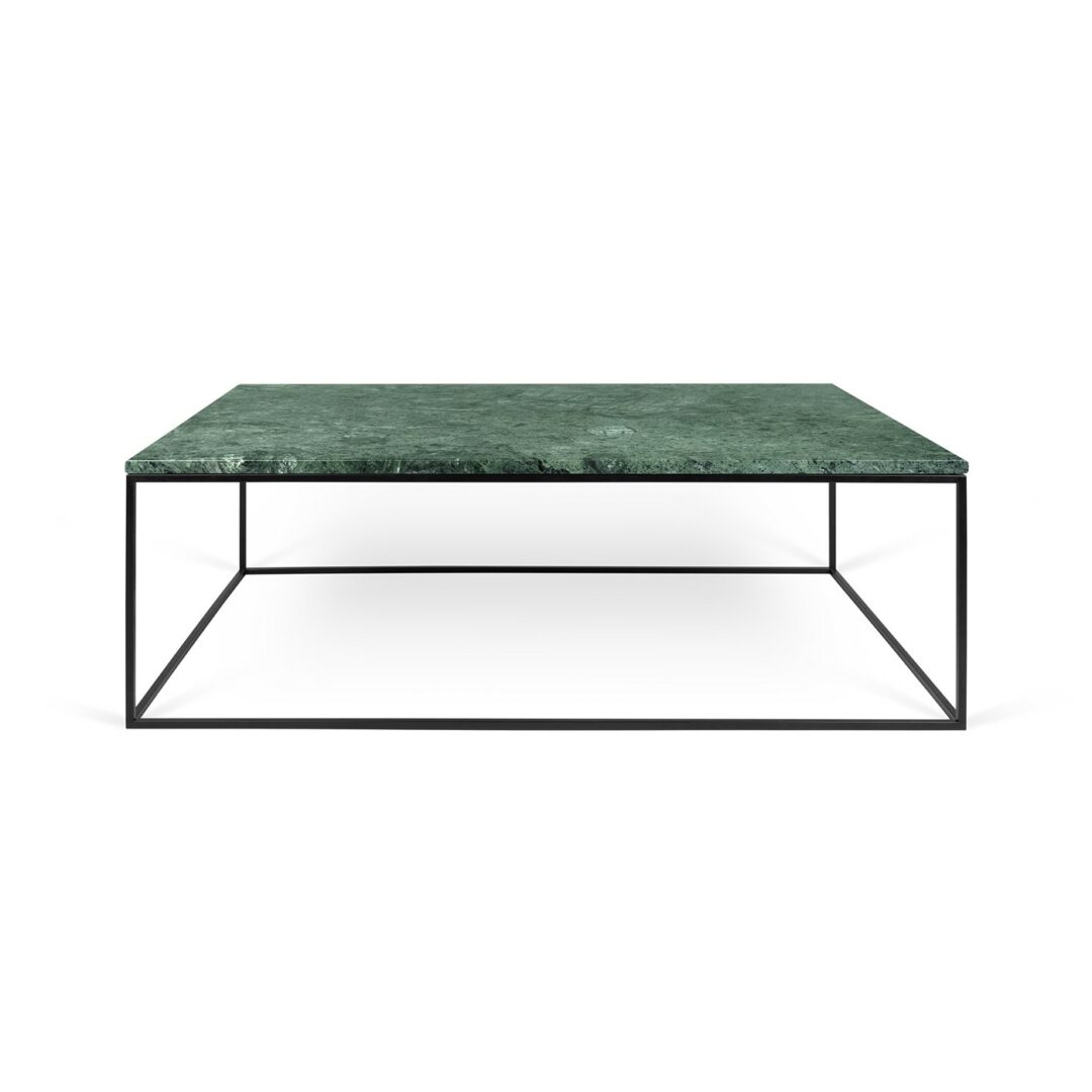 Μαρμάρινο τραπέζι σαλονιού ορθογώνιο GLEAM πράσινο μάρμαρο με μαύρη βάση