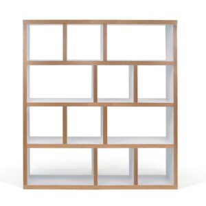 Μοντέρνα τετράγωνη βιβλιοθήκη λευκή ξύλινη BERLIN 150