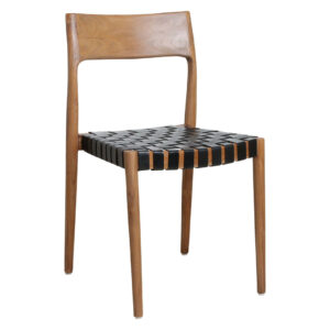 Καρέκλα τραπεζαρίας Danish design Freya με γνήσιο δέρμα μαύρο